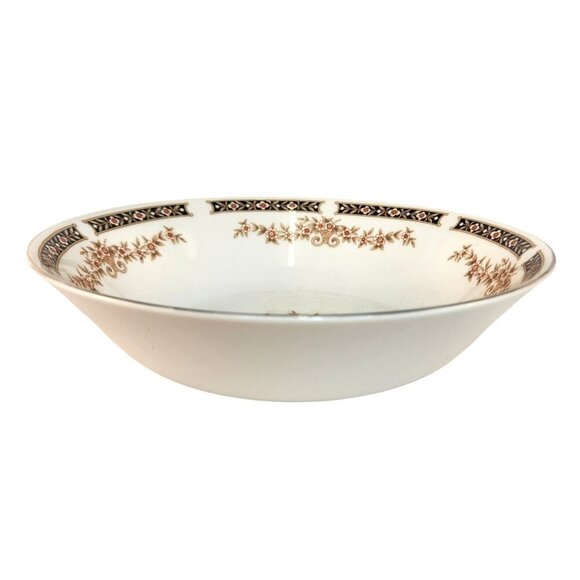 Vintage Victoria Cynasty Fine China Serving Bowl Floral & Black Trim Design 9" D - Picture 2 of 8